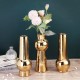 Golden Ceramic Vase Living Room Planting Crafts Flower Arrangement Container Home Office Desk Decoration Ornaments