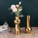 Golden Ceramic Vase Living Room Planting Crafts Flower Arrangement Container Home Office Desk Decoration Ornaments