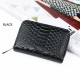 High Quality Genuine Leather Crocodile Pattern Zipper Around Card Holder Wallets Coin Purse