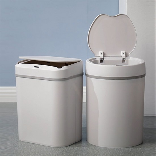 Home Intelligent Induction Trash Bin 12L Waterproof Electric Rubbish Trash Can Smart Waste Bins Kick Barrel Home Office Trash Can