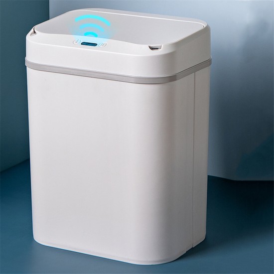 Home Intelligent Induction Trash Bin 12L Waterproof Electric Rubbish Trash Can Smart Waste Bins Kick Barrel Home Office Trash Can