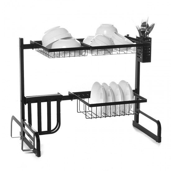 Iron Art Retractable Storage Rack 63-93cm Carbon Steel Multifunctional Dish Rack Kitchen Accessories Organizer