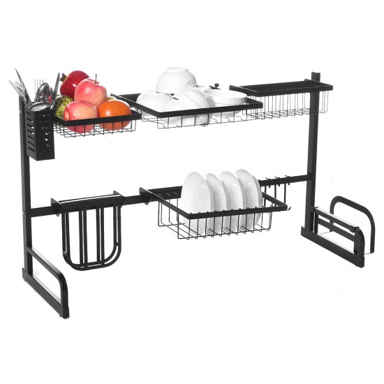 Iron Art Retractable Storage Rack 63-93cm Carbon Steel Multifunctional Dish Rack Kitchen Accessories Organizer