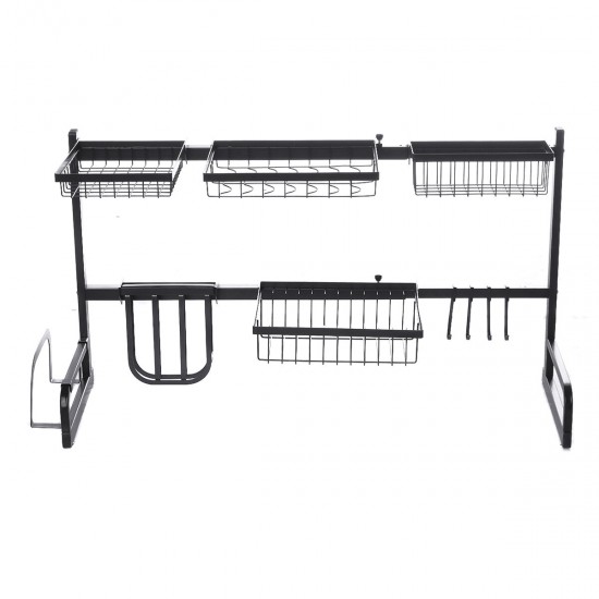 Iron Art Retractable Storage Rack 63-93cm Carbon Steel Multifunctional Dish Rack Kitchen Accessories Organizer