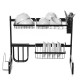 Iron Art Retractable Storage Rack 63-93cm Carbon Steel Multifunctional Dish Rack Kitchen Accessories Organizer