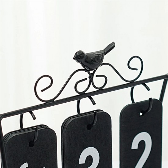 Iron Bird Flip Page Calendar Creative DIY Crafts Desktop Calendar Home Decoration Office Tabletop Ornaments