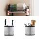 Kitchen Wall-Mounted 304 Stainless Steel Punch chopsticks Cutter Storage Shelf Rack