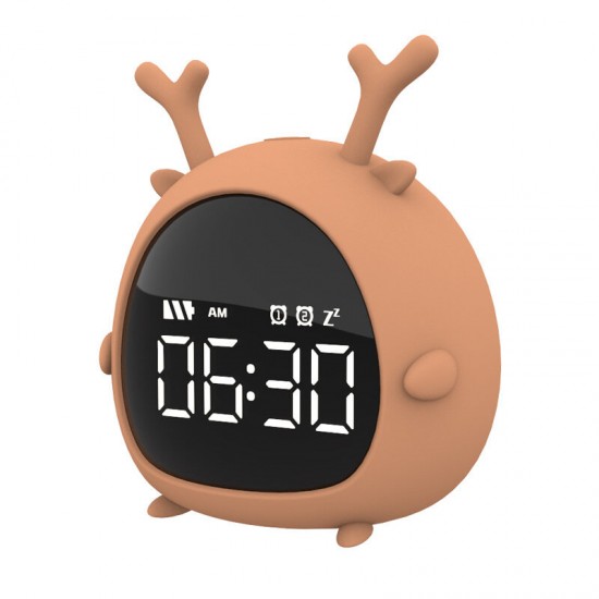 Little Elf Alarm Clock Digital LED Table Alarm Clock Snooze Countdown Rechargeable Cartoon Clock