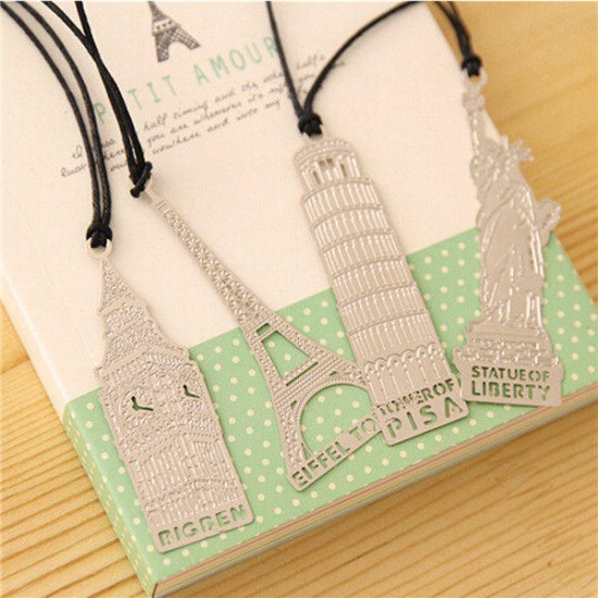 Metal Bookmark Travel Theme Note Memo Paper Marker Stationery Novelty Creative Gift