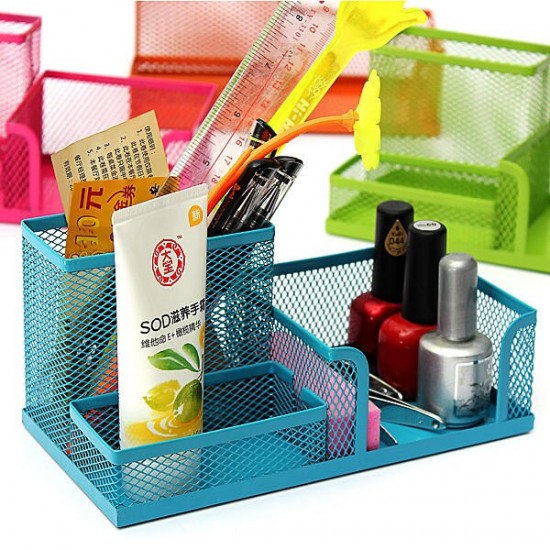 Metal Mesh Cosmetic Makeup Brush Pen Office Desktop Storage Box