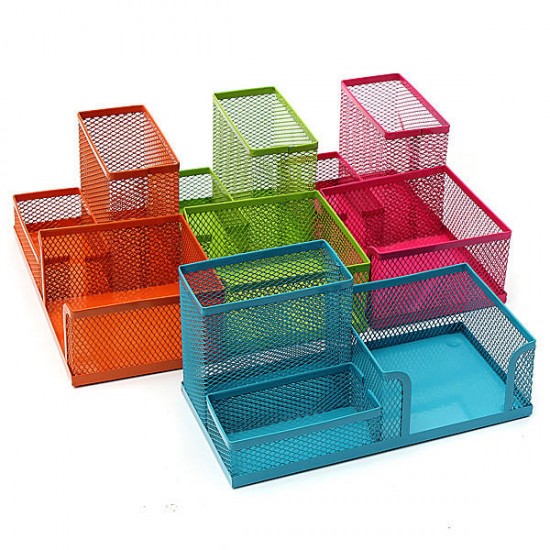 Metal Mesh Cosmetic Makeup Brush Pen Office Desktop Storage Box