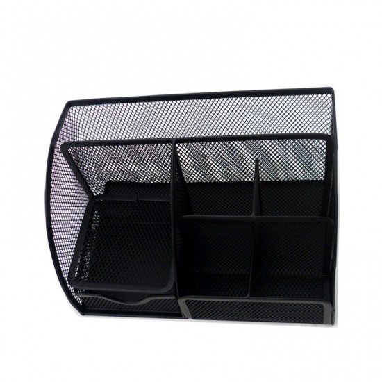 Metal Pen Holder Desktop Organizer Student Cosmetic Makeup Storage Box Racks 7 Grids desk Accessories Container