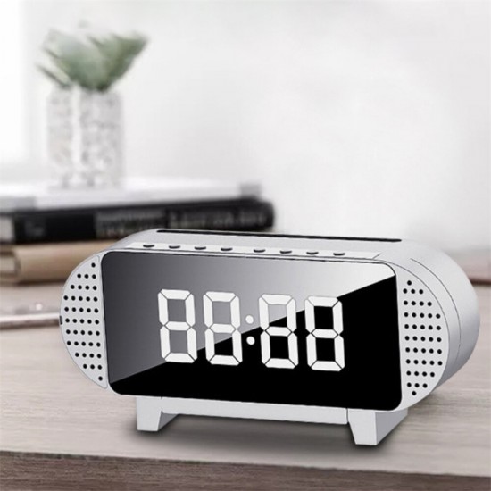 Mini Mirror Bluetooth Acoustic Alarm Clock LED Wireless Portable Music Player Alarm Clock Home Bedside Office Desktop Supplies