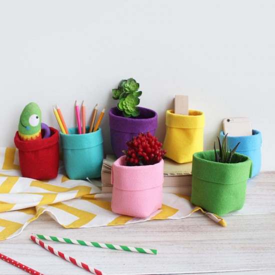 Multi-function Home Decorative Felt Desk Stationery Storage Box Kids Toys Storage Bag Office