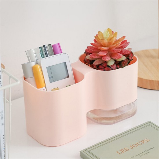 Multifunctional Desktop Storage Bucket Plant Raising Automatic Watering Pot Stationery Cosmetic Storage Holder