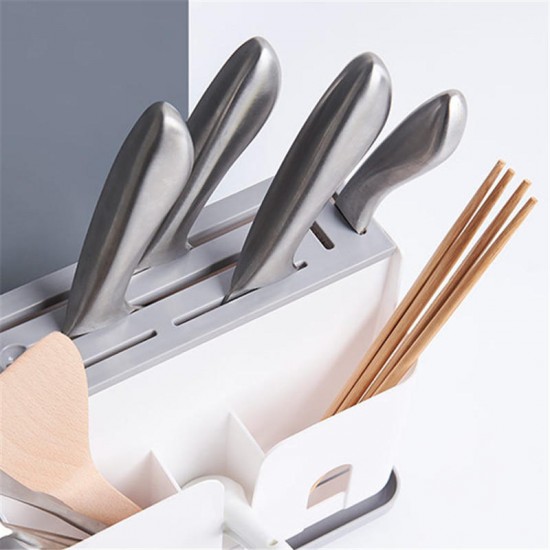 Multifunctional Kitchen Desktop Storage Shelf Rack Plastic Cutter Chopsticks Drain Rack Chopsticks Tableware Rack Organizer