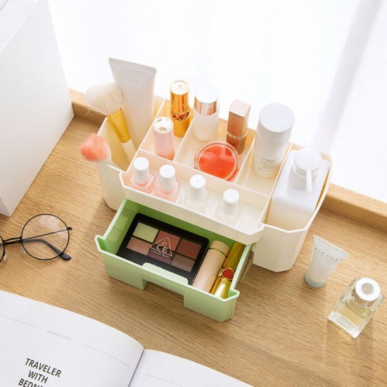 Plain Color Desktop Cosmetic Case With Small Drawer Storage Box Storage Box Desktop Organizer