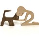 Puppy Family Wood Carving Ornaments Crafts Creative Desktop Decoration Wooden Puppy for Home Office