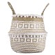 Seagrass Woven Storage Basket Plant Wicker Hanging Baskets Garden Flower Vase Potted Foldable Pot with Handle & Small Ball