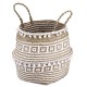 Seagrass Woven Storage Basket Plant Wicker Hanging Baskets Garden Flower Vase Potted Foldable Pot with Handle & Small Ball