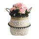 Seagrass Woven Storage Basket Plant Wicker Hanging Baskets Garden Flower Vase Potted Foldable Pot with Handle & Small Ball