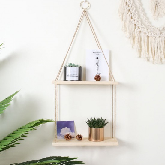 Single/Double/Three Layer Wall Storage Rack Flower Stand Wall Decoration Sling Twine Shelf