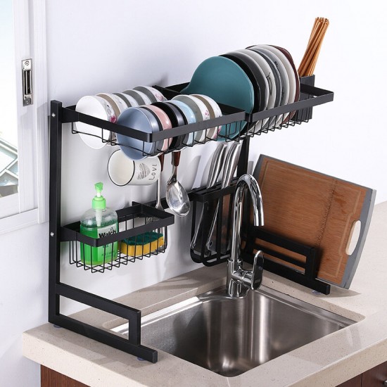 Sink Storage Rack 65/85CM Kitchen Over Sink Dish Drying Drain Shelf Dish Chopsticks Storage Holder Organizer