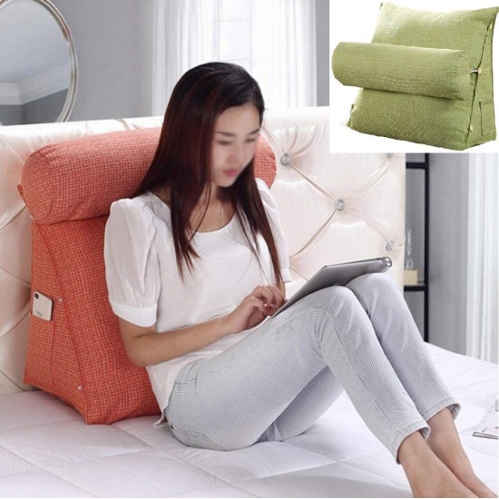 Triangle Wedge Pillow, Cotton and Linen Reading Backrest Cushion Bed Backrest Positioning Back Support Pillow Office Waist Back Cushion for Bed Sofa