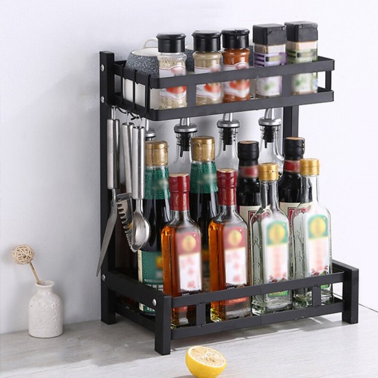 Vosniga 2 Tiers Kitchen Storage Organizer Spice Rack Herb Jars Stand Sauce Bottle Rack Holder