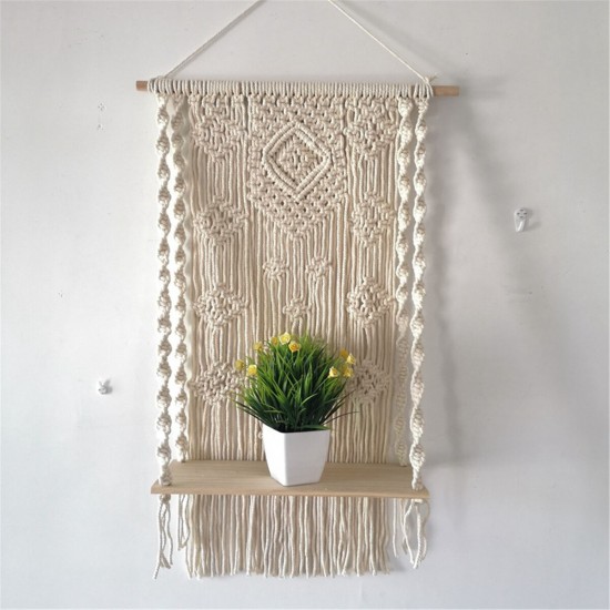 Wall Hanging Rack Macrame Knitted Rope Woven Tassel Wall Hanging Handmade Tapestry Display Stand Home Office Decor