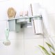 Wall Mounted Hair Dryer Rack Holder Bathroom Multi-function Storage Rack No Drilling Plastic Bracket with Two Hooks