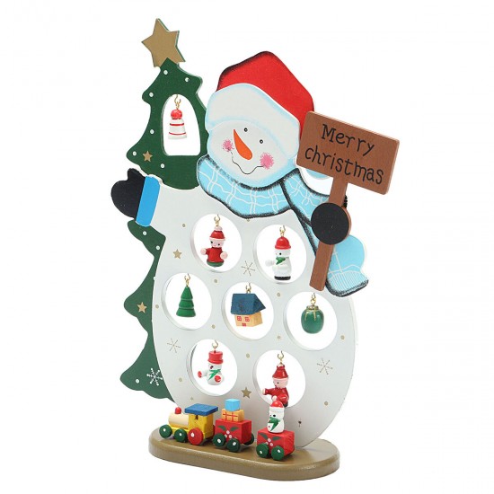 Wooden Christmas Snowman Ornament Christmas Decoration Pendant Desktop Decoration Gift for Children Home Office