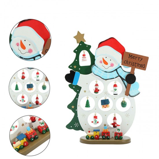 Wooden Christmas Snowman Ornament Christmas Decoration Pendant Desktop Decoration Gift for Children Home Office