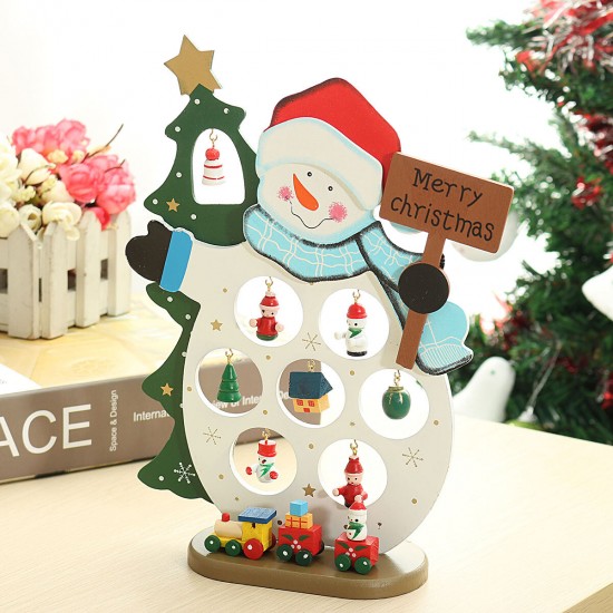 Wooden Christmas Snowman Ornament Christmas Decoration Pendant Desktop Decoration Gift for Children Home Office