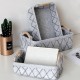 Wooden Handle Felt Receiving Basket Simple Sorting Storage Bags Cosmetic Fabric Storage Basket Desktop Storage Supplies