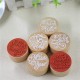 Wooden Round Handwriting Wishes Sentiment Words Floral Pattern Rubber Stamp