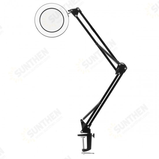 12W 5X Magnifying LED Desk Table Light Lens Glass Study Work Tattoo Magnifier Lamp with Clamp