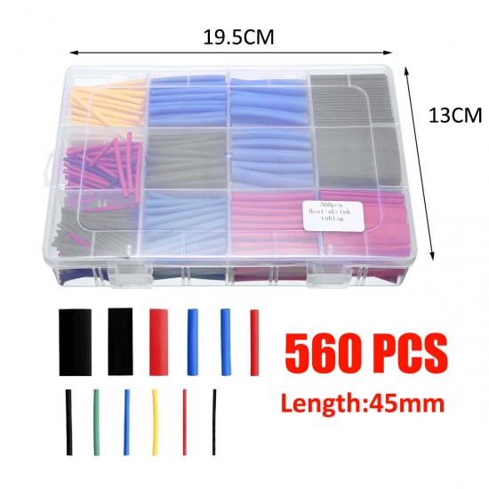 560Pcs 11 Sizes Heat Shrink Tubing Tube Wire Cable Insulation Sleeving Kit