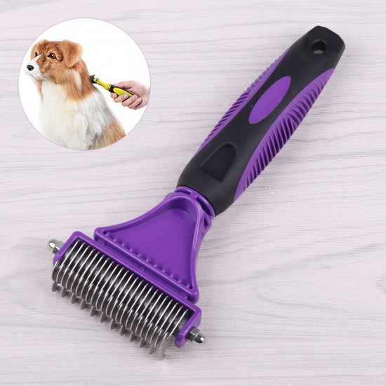 3 in 1 Dual Sided Dog Cat Hair Fur Shedding Trimmer Stainless Steel Grooming Dematting Rake Comb Brush