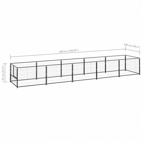 Dog Kennel Black 53.8 ft² Steel