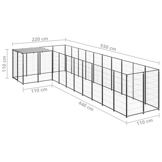 Dog Kennel Black 78.1 ft² Steel