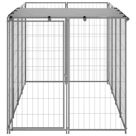 Dog Kennel Silver 26 ft² Steel