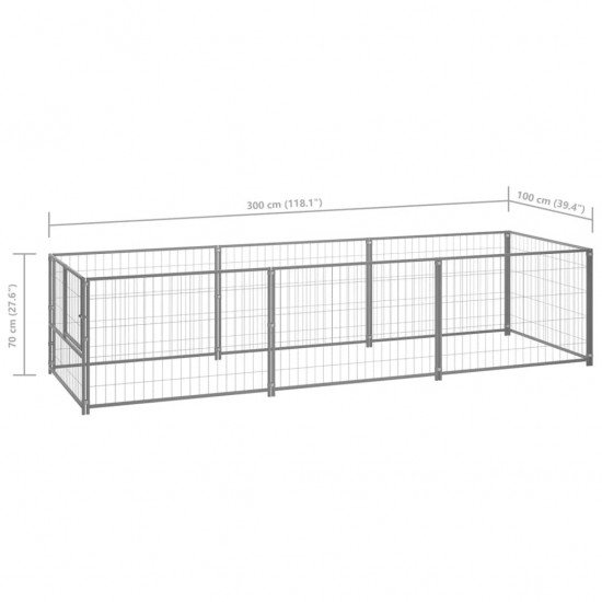 Dog Kennel Silver 32.3 ft² Steel