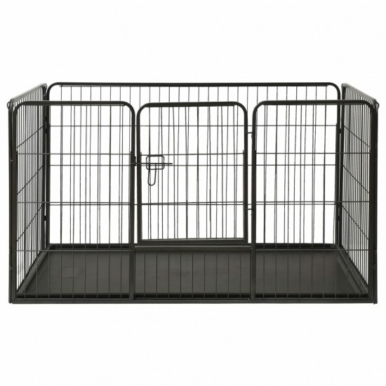 170576 Outdoor Dog Playpen Steel 123x77.5x74.5 cm House Cage Foldable Puppy Cats Sleep Metal Playpen Exercise Training Bedpan Pet Supplies