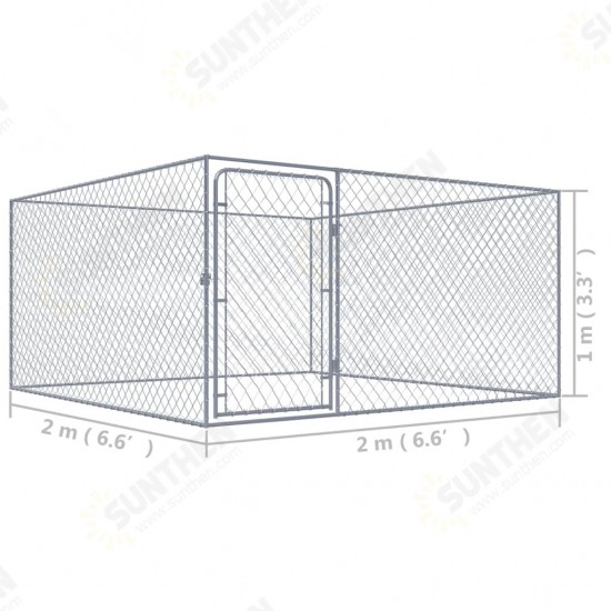 170819 Outdoor Dog Kennel Galvanised Steel 2x2x1 m House Cage Foldable Puppy Cats Sleep Metal Playpen Exercise Training Bedpan Pet Supplies