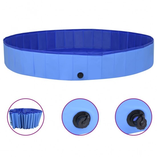 92603 Foldable Dog Swimming Pool Blue 300x40 cm PVC Puppy Bath Collapsible Bathing for Cats Playing Kids Bathtub Pet Supplies