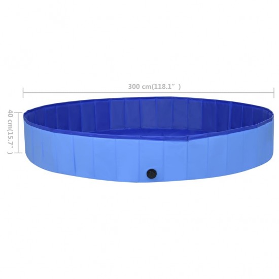 92603 Foldable Dog Swimming Pool Blue 300x40 cm PVC Puppy Bath Collapsible Bathing for Cats Playing Kids Bathtub Pet Supplies