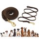 Leather Dog Leash 6 ft Leather Dog Training Leash Pet Braided Dog Leash for Large Medium Leads Rope Dogs Walking&Training