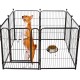 Dog Pen 8 Panels 40inch Height RV Dog Fence Outdoor Playpens Exercise Pen for Dogs Metal Protect Design Poles Foldable Barrier with Door