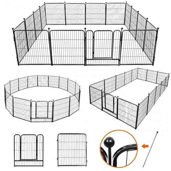 Heavy Duty Metal Dog Exercise Playpen Fence for Indoor Outdoor 16 Panels 32 Inch Height